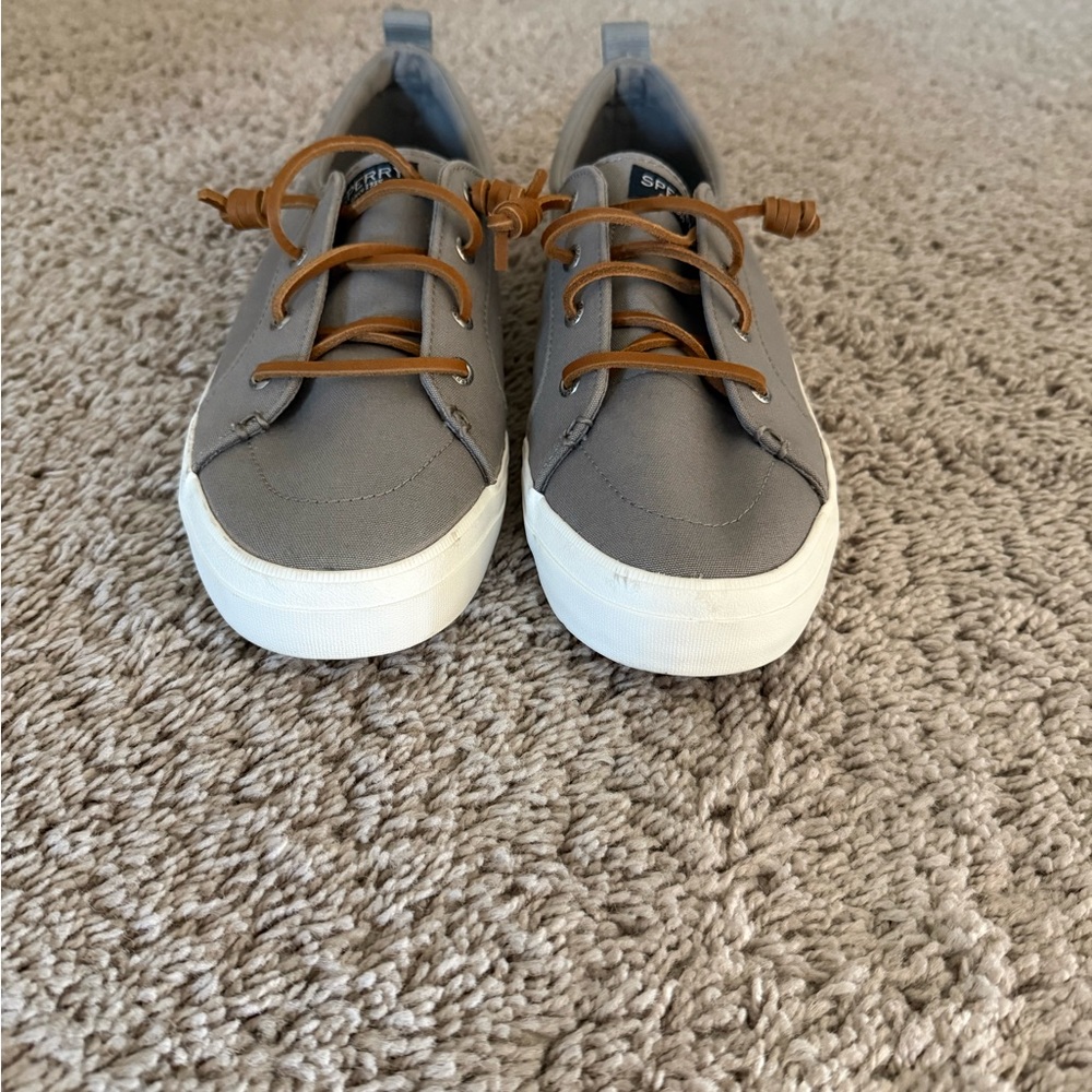 Sperry Gray Canvas Sneakers with White Soles